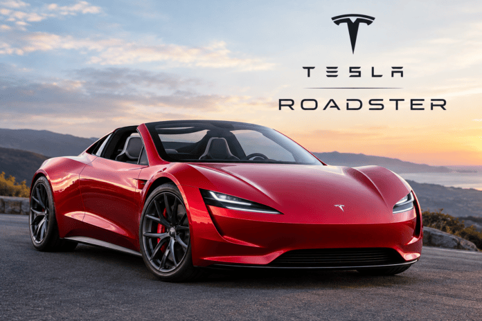 Tesla Roadster electric sports car with futuristic design
